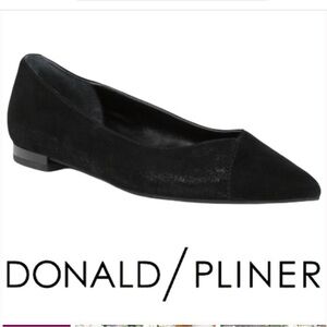 Donald Pliner Black Pointed Toe Palma Suede Skimmer Flat Size 8